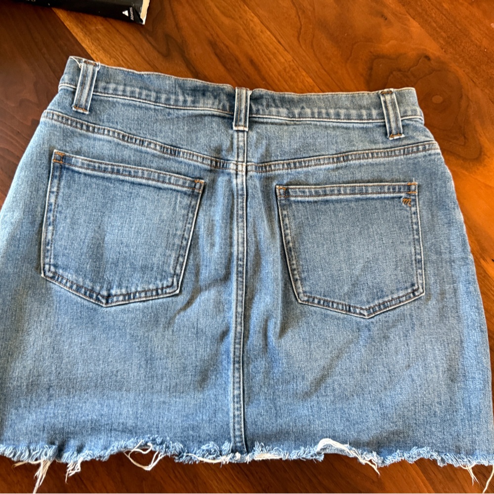 Madewell Blue Jean Denim Mini Skirt with Raw Edge 30